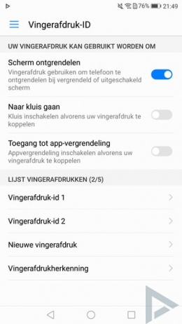 Huawei P10 vingerafdruk