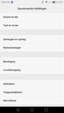 Huawei P9 geavanceerde instellingen