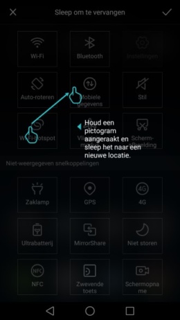 Huawei P9 snelinstellingen aanpassen