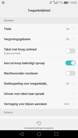 Huawei P9 toegankelijkheid