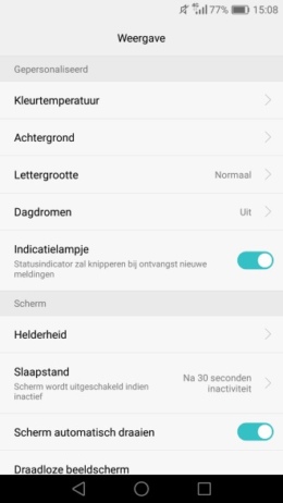 Huawei P9 weergave instellingen