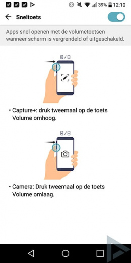LG G6 sneltoets