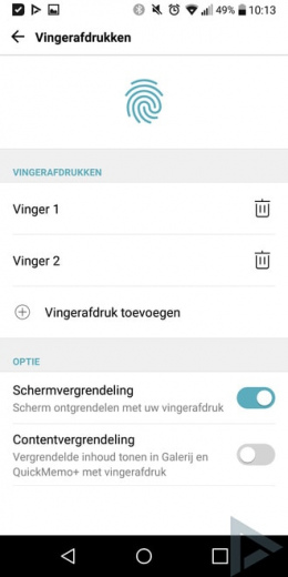 LG G6 vingerafdrukscanner