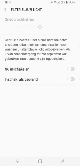 Galaxy S8 filter blauw licht