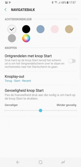 Galaxy S8 navigatiebalk