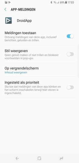 Galaxy S8 notificaties