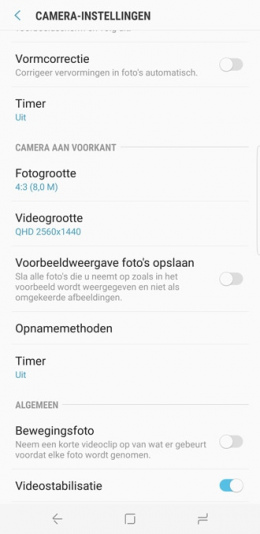 Galaxy S8 selfie spiegelbeeld