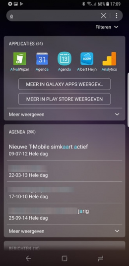 Galaxy S8 snel zoeken