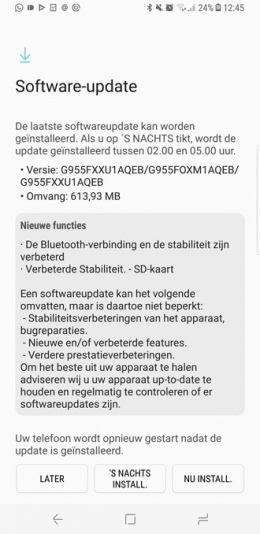 Software-update Galaxy S8 Plus