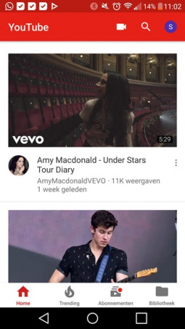 YouTube navigatiebalk