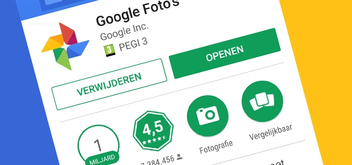 Google Foto’s behaalt 1 miljard downloads in Play Store