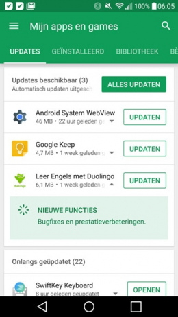 Google Play Store v8 in-line changelog