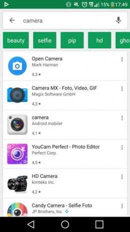 Google Play Store zoekfilters suggesties