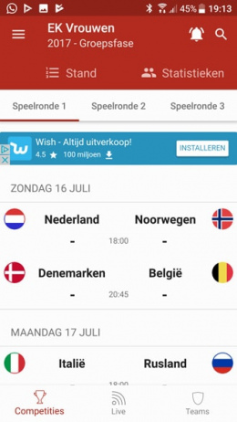 EK Vrouwen 2017 app