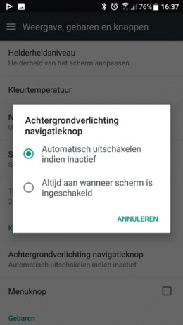 HTC U11 Toetsverlichting