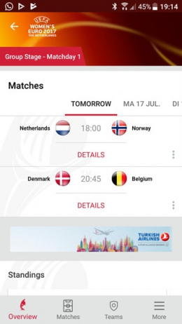 UEFA EK vrouwenvoetbal app