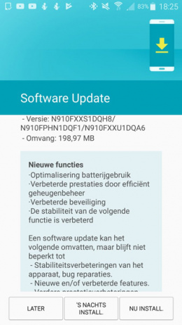 Galaxy Note 4 beveiligingsupdate augustus 2017