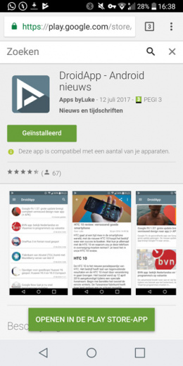 Play Store mobiele website