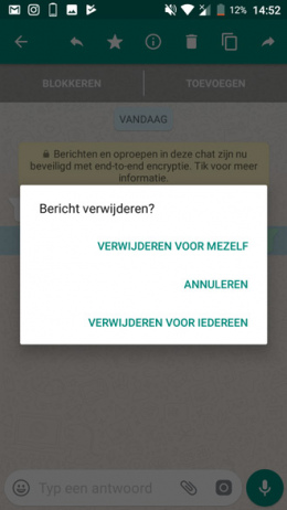 WhatsApp berichten verwijderen iedereen