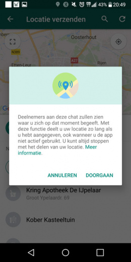 WhatsApp live locatie delen