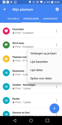 Google Maps lijsten delen