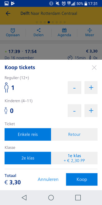 NS Reisplanner laat via de e-tickets kopen voor je treinreis