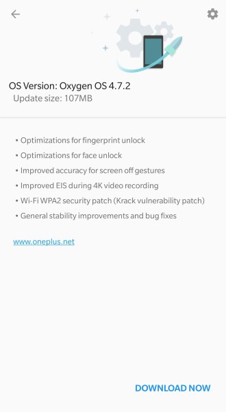 OnePlus 5T Oxygen OS 4.7.2