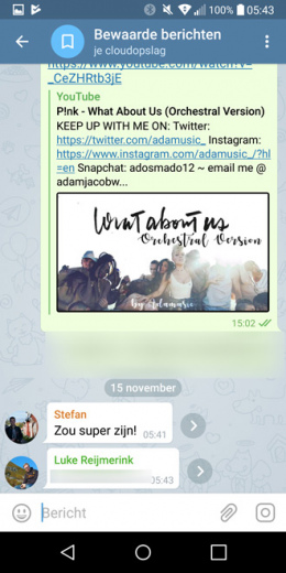 Telegram 4.5 bewaarde berichten