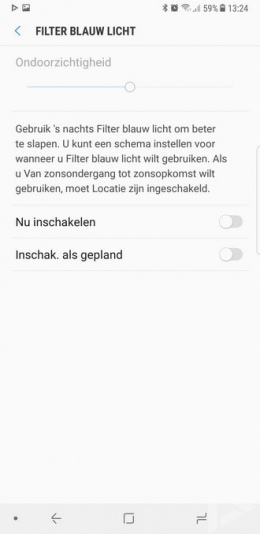 Samsung Galaxy Note 8 blauw licht filter