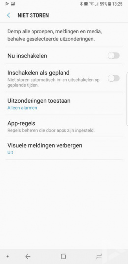 Samsung Galaxy Note 8 niet storen