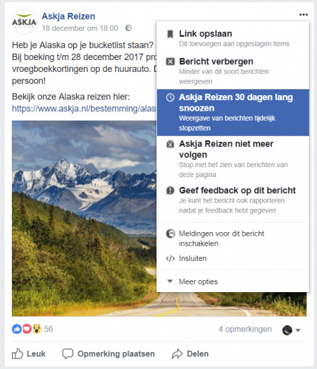 mute-functie Facebook