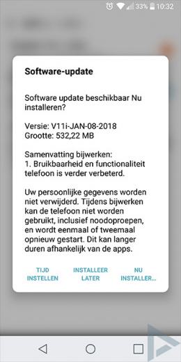 LG G6 beveiligingsupdate januari 2018