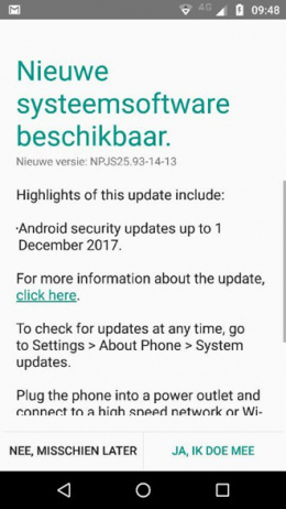 Moto G4 beveiligingsupdate december 2017