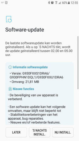 galaxy s7 beveiligingsupdate januari 2018