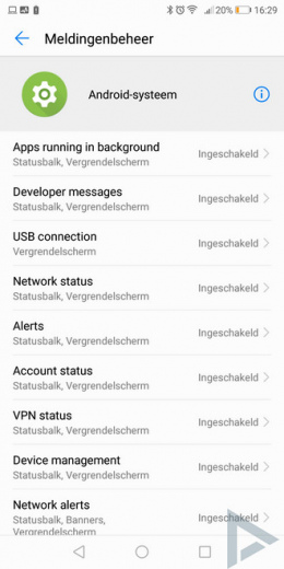 Android 8.0 Oreo actief in achtergrond notificatie