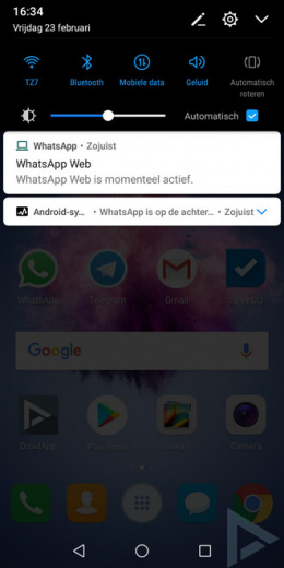 Android 8.0 Oreo actief in achtergrond melding
