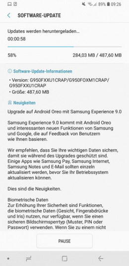 Galaxy S8 Oreo update