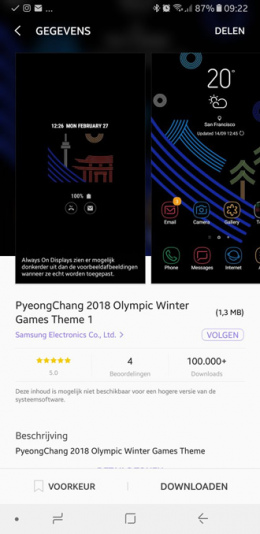 Samsung Galaxy Olympisch thema