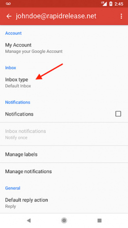 Gmail Inbox type