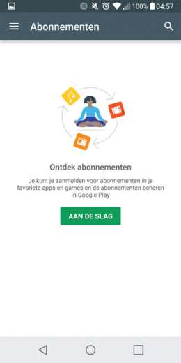 Google Play Store menu abonnementen