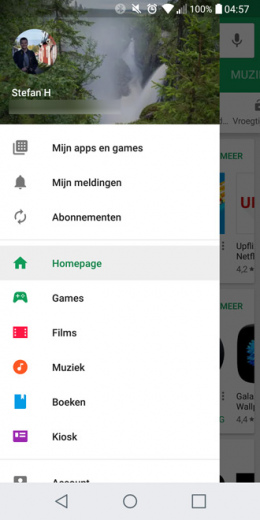 Google Play Store menu abonnementen
