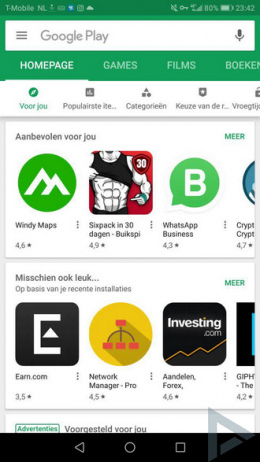 Google Play Store startscherm 01