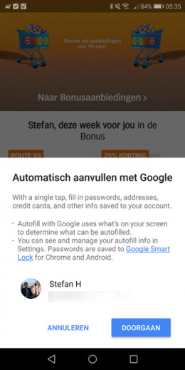 Huawei P Smart Automatisch aanvullen Autofill