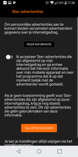 NPO Start app gegevens delen