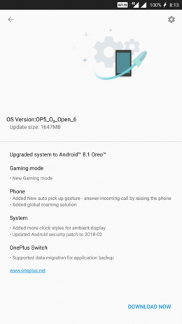 OnePlus 5 Open Beta 6