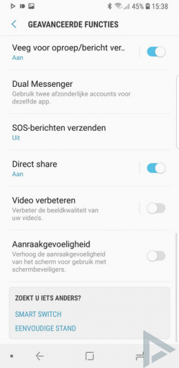 Samsung Galaxy S9 Aanraakgevoeligheid