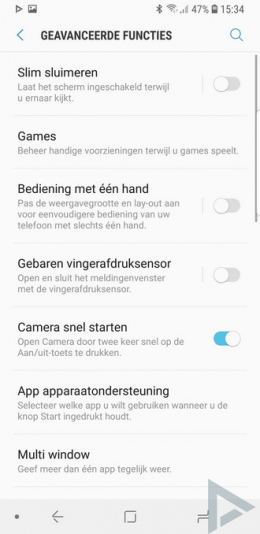 Samsung Galaxy S9 Bediening met een hand