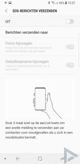 Samsung Galaxy S9 SOS berichten verzenden
