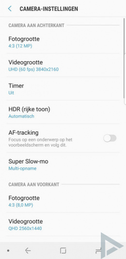 Samsung Galaxy S9 camera instellingen