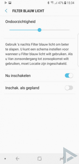 Samsung Galaxy S9 filter blauw licht